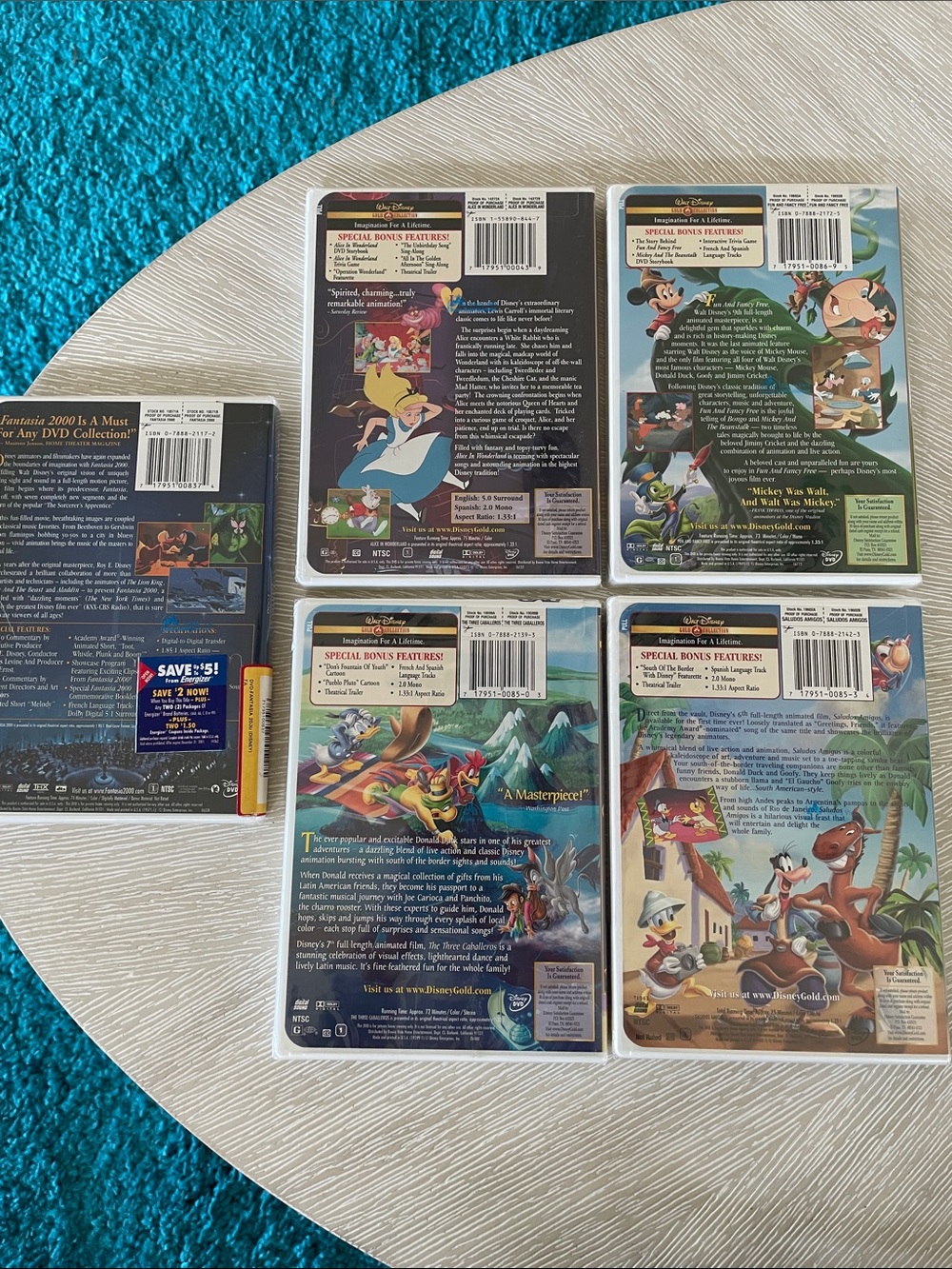 Lot of 4 Disney Classic Collections DVD’s and Fantasia 2000 (New Factory Sealed) - Picture 2 of 2